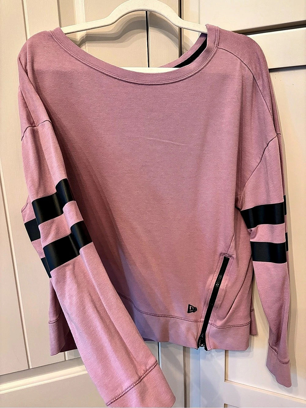 New Era Ladies Tri-Blend Varsity Crew Pink & Black Sweatshirt